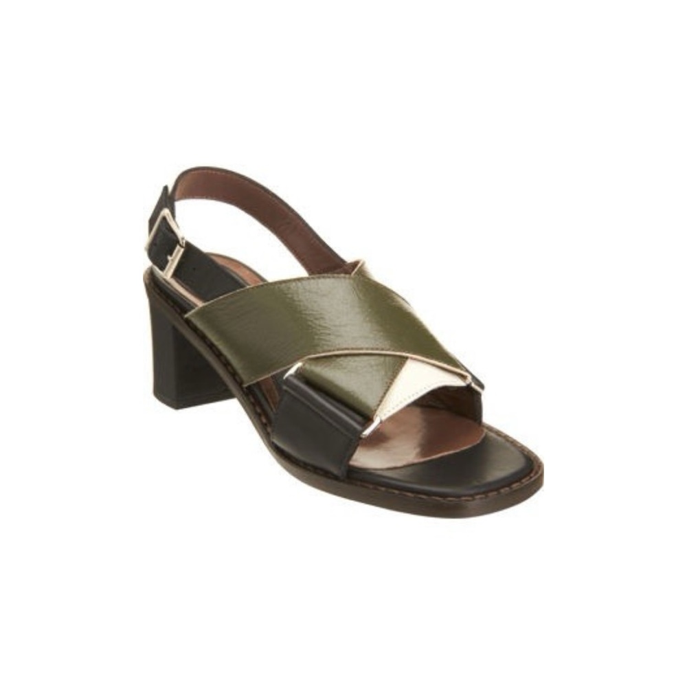Marni Slingback Heel Sandals in Drool (Olive Green/Black)